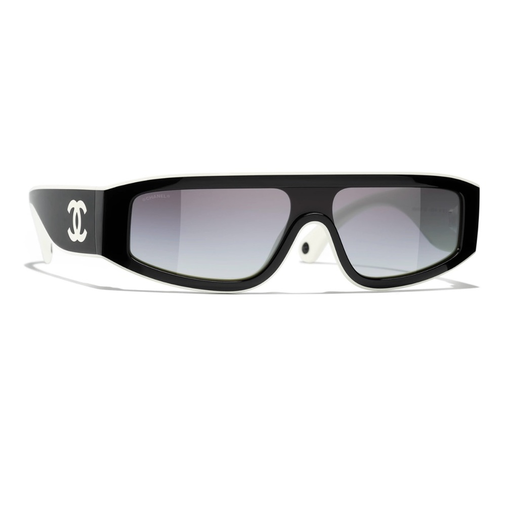 CHANEL Black and White shield sunglasses 6057